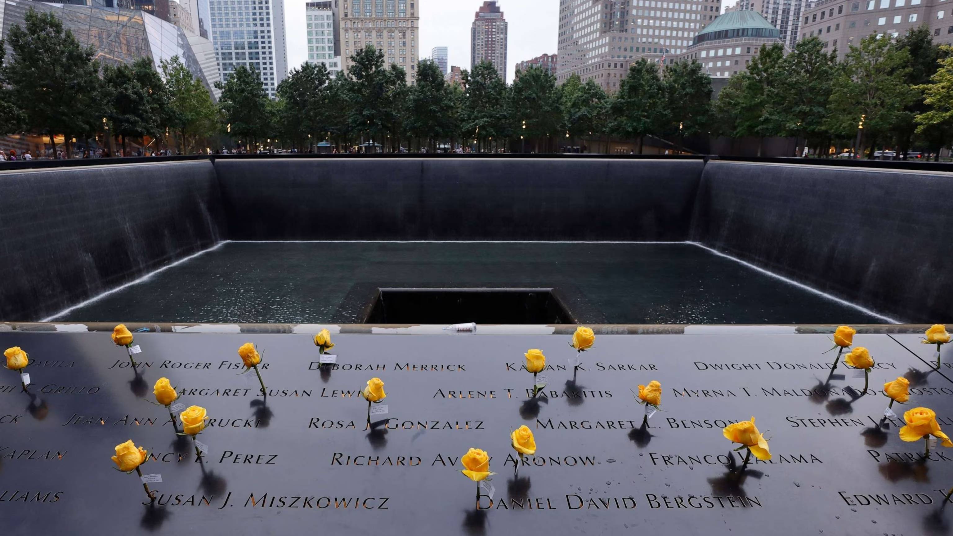 Roses stand on the National September 11 Memorial ahead of the 22nd anniversary of the 9/11 attacks, Sept. 7, 2023, in New York City. Roses stand on the National September 11 Memorial ahead of the 22nd anniversary of the 9/11 attacks, Sept. 7, 2023, in New York City.