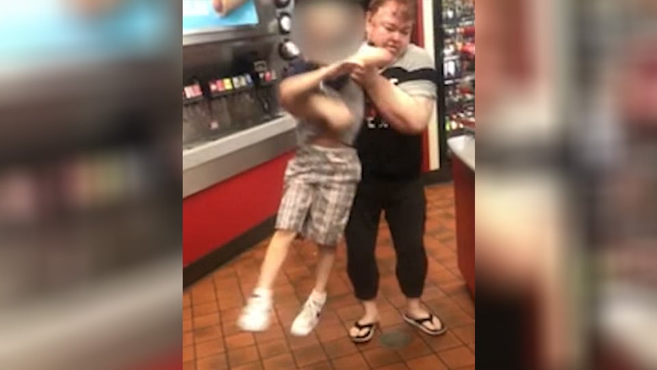 shows mom abusing child at gas station, punching witness who intervened