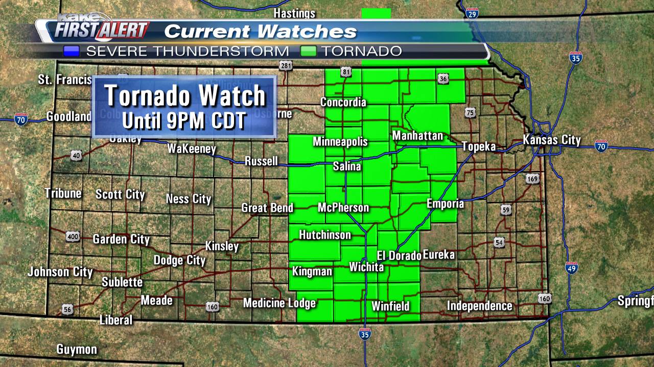 Tornado Watch issued for parts of KAKEland - KAKE