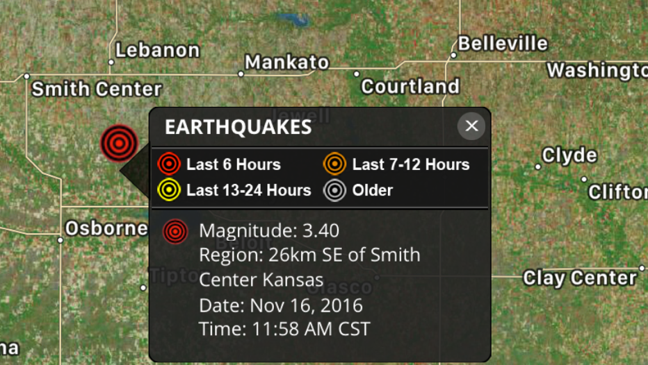 3.4 earthquake reported in northcentral Kansas KAKE