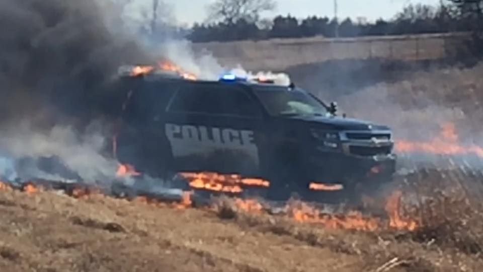 Hesston police SUV catches fire during chase KAKE