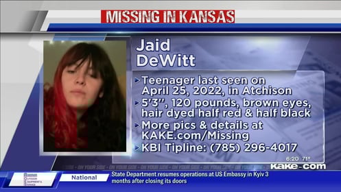 Missing in Kansas: Jaid DeWitt