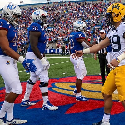 The Kansas Jayhawks defeated the West Virginia Mountaineers, 55-42