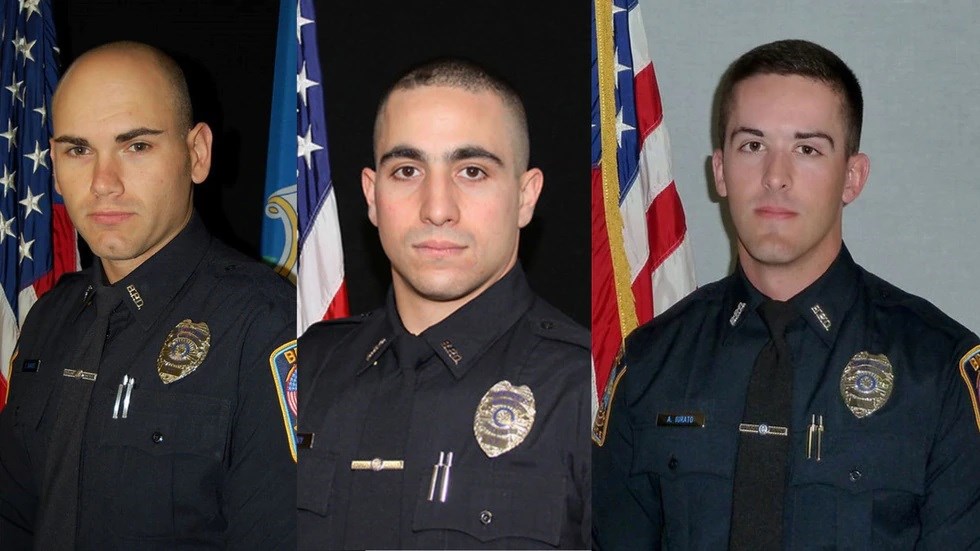 Sgt. Dustin Demonte, Officer Alex Hamzy and Officer Alec Iurato of the Bristol Police Department.(Connecticut State Police)