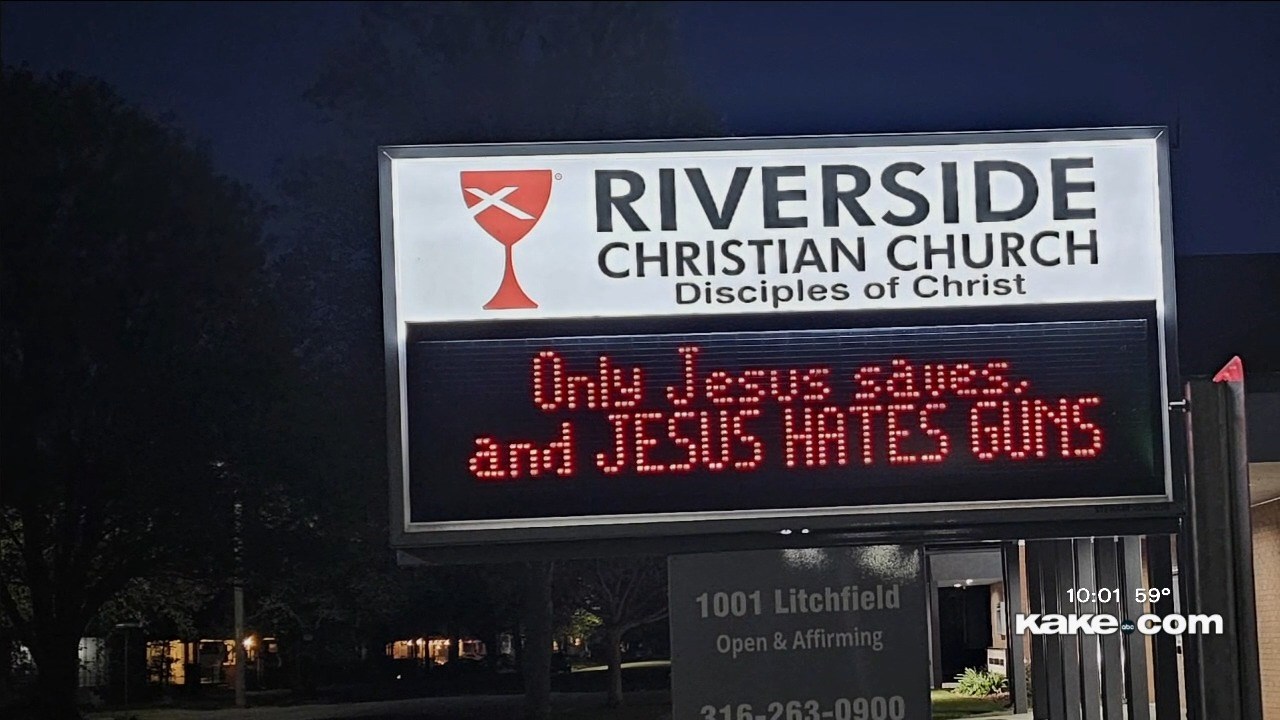 'Jesus hates guns': Riverside neighbors upset over church displaying ...