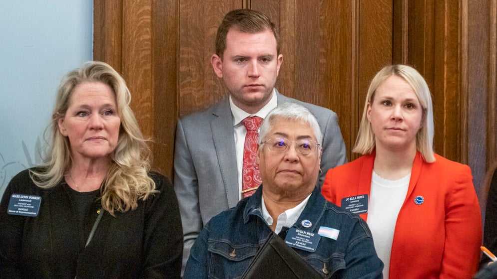 Rep. Susan Ruiz, front center, says women know the Kansas Supreme Court recognized the right to bodily autonomy and the Legislature is trying to take it away. (Sherman Smith/Kansas Reflector)