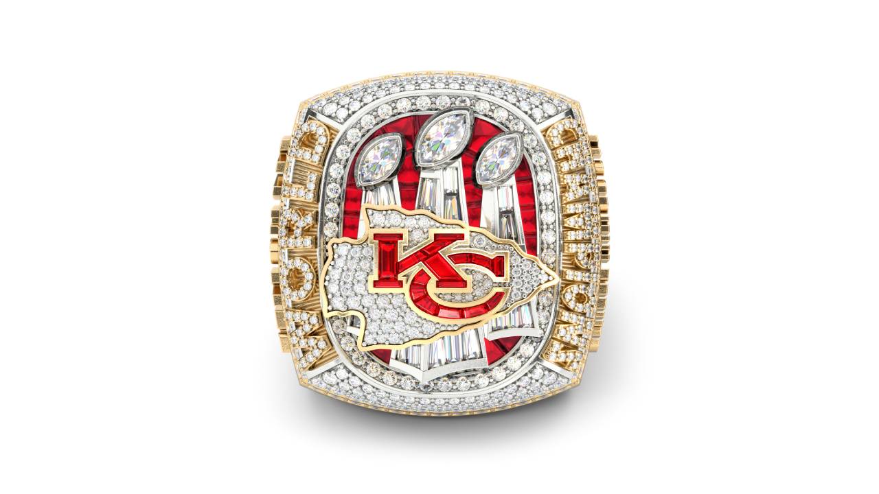Close Up: The Kansas City Chiefs Super Bowl LVII Ring. 