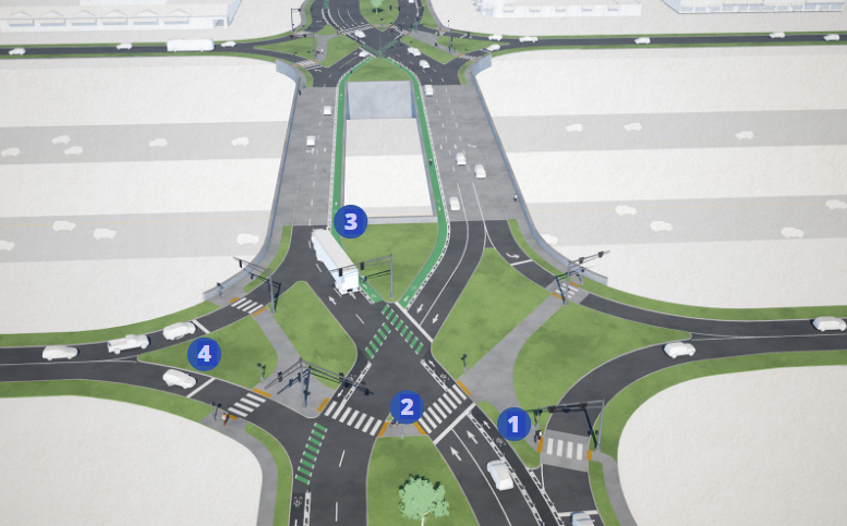 Picture of what the diverging diamond intersection will look like